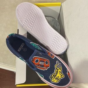 Kenzo kids new sneaker new in box boy or girl slip on colorful denim shoe. 31